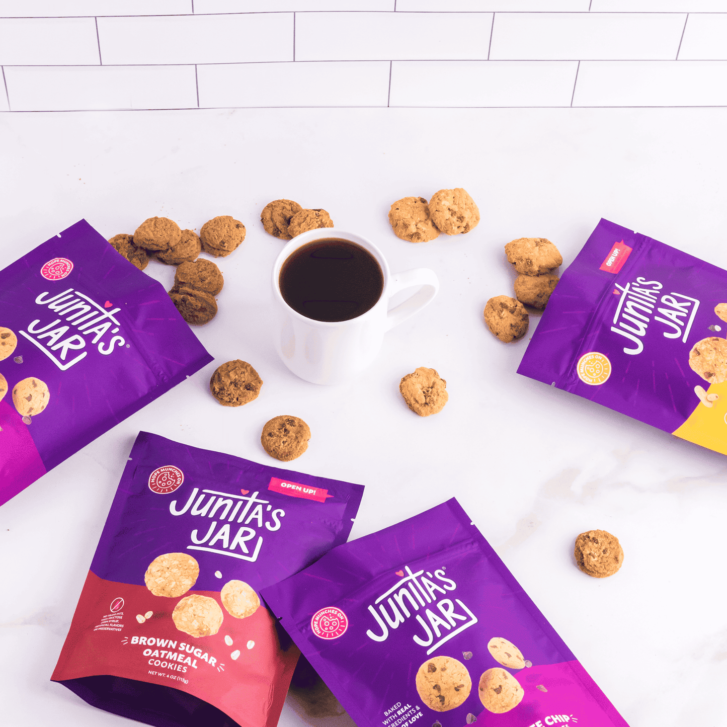 Image of Junita's Jar cookies and coffee, showcasing the best cookies for coffee pairing.