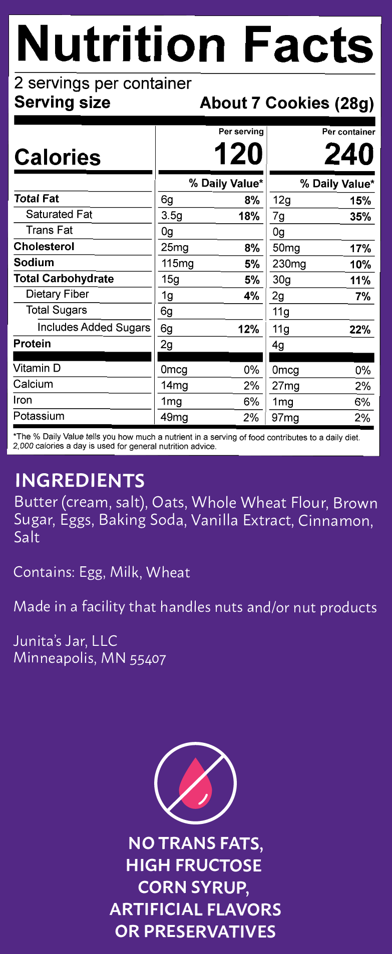 
                  
                    Brown Sugar Oatmeal Cookies, 2oz (Pack of 1)
                  
                