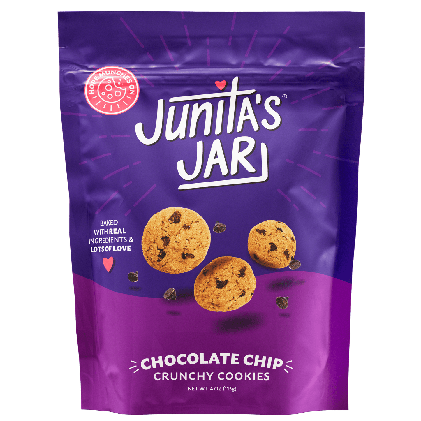 Junita’s Jar Chocolate Chip Cookies, bite-size buttery crisp cookies made with real ingredients