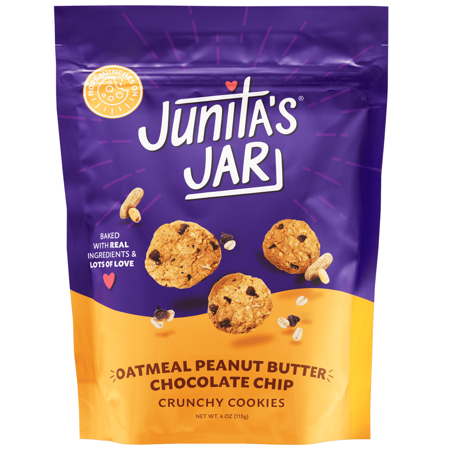 Junita’s Jar Oatmeal Peanut Butter Chocolate Chip Cookies, bite-size buttery crisp cookies made with real ingredients
